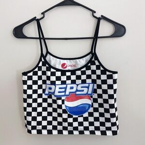 Pepsi Logo Checkered Croptop Festival Summer